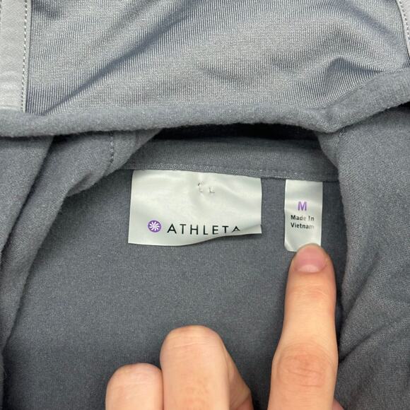 Athleta Plush Tech Fleece Gray Womens M Stretch Gym Running Pullover Hoodie‎ - Picture 4 of 10